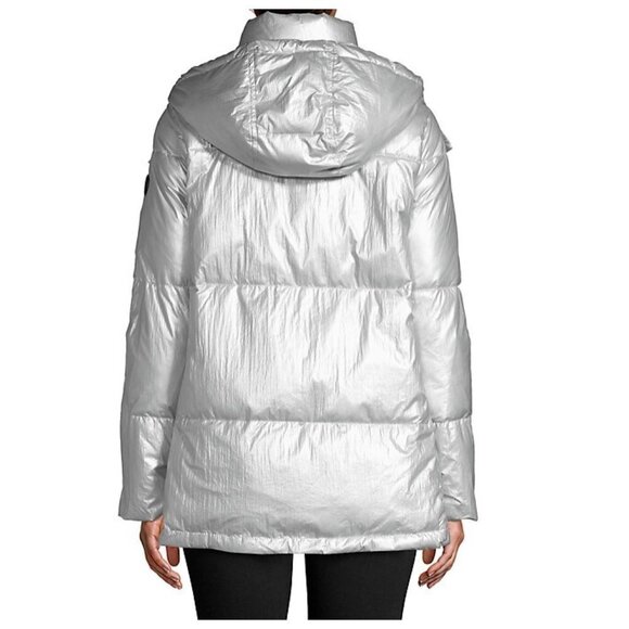Calvin Klein Hooded Metallic Parka Large - Silver - Picture 2 of 2